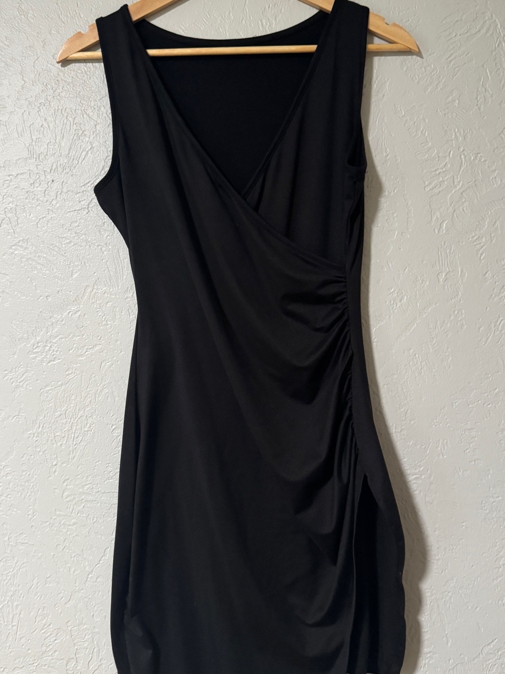 Classic Black Sleeveless Wrap-Style Dress
